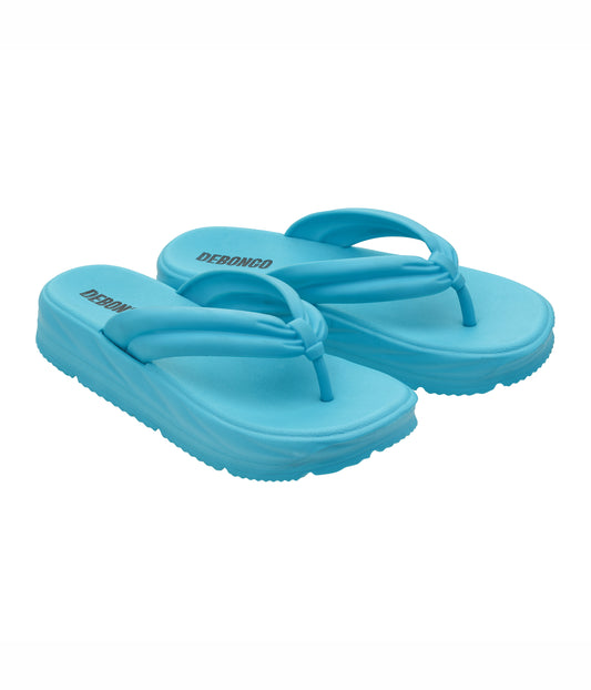 Fluffy Aqua Blue Thong Flip Flops for Women