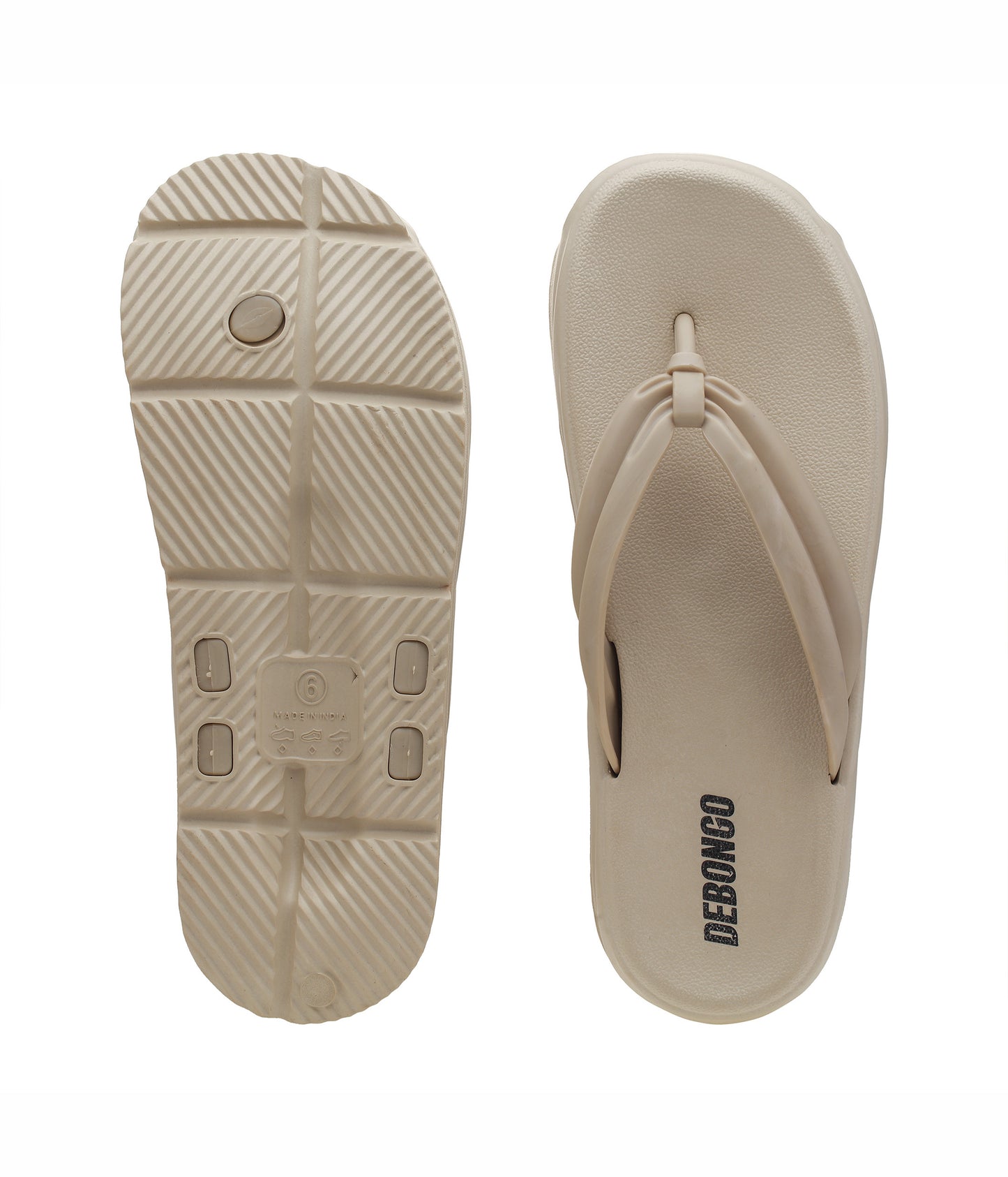 Fluffy Beige Thong Flip Flops for Women