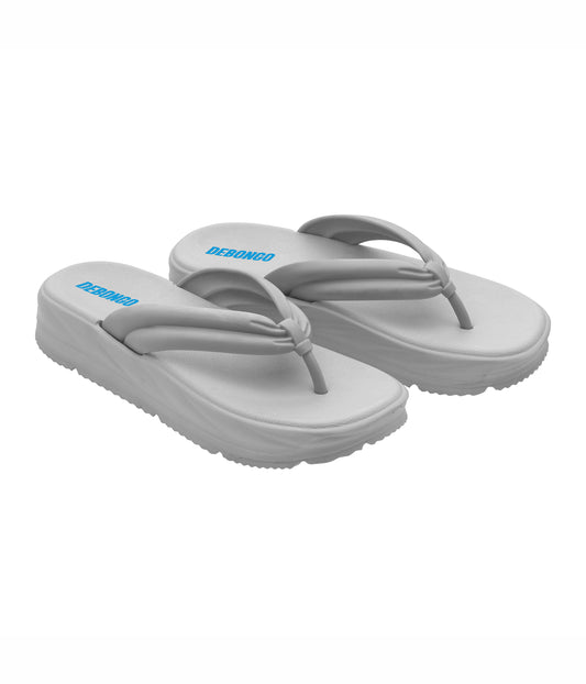 Fluffy Light Grey Thong Flip Flops for Women