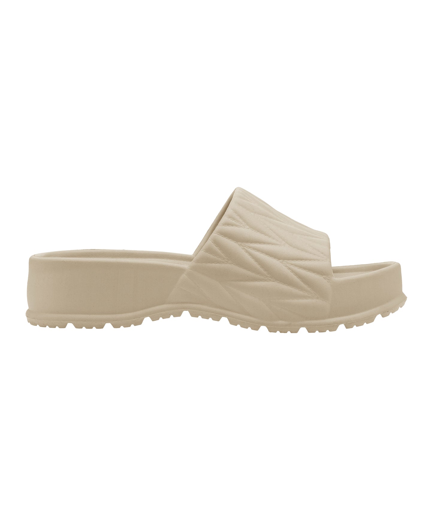 Textured Beige Square-Toe Sliders for Women