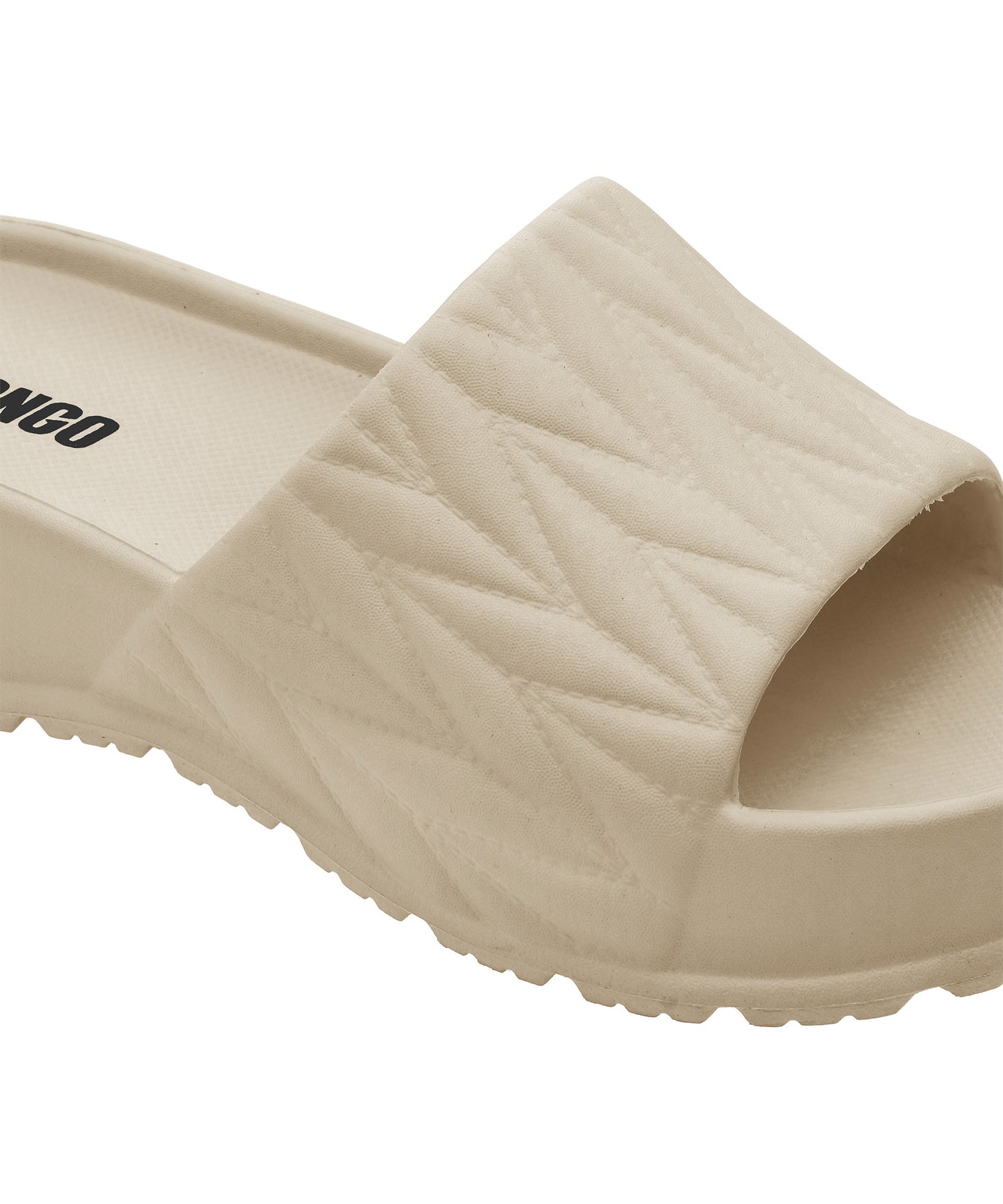 Textured Beige Square-Toe Sliders for Women