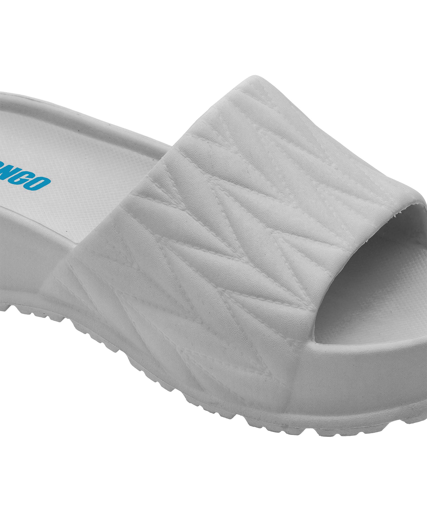 Textured Light Grey Square-Toe Sliders for Women