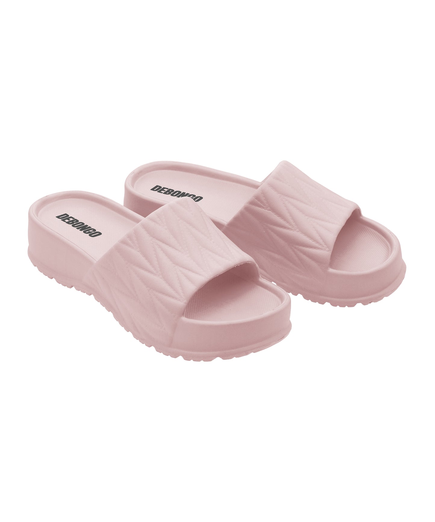 Textured Light Pink Square-Toe Sliders for Women