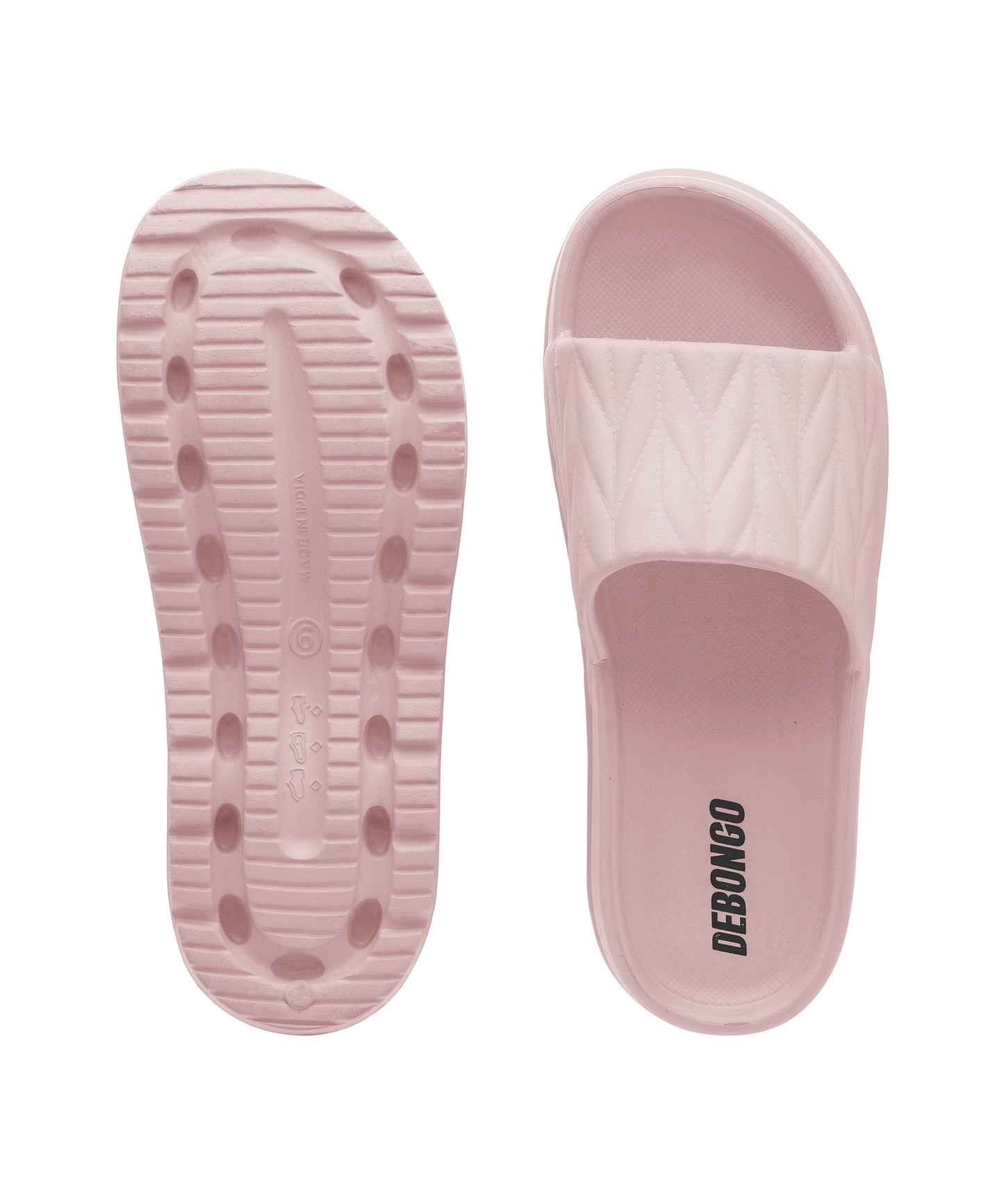 Textured Light Pink Square-Toe Sliders for Women