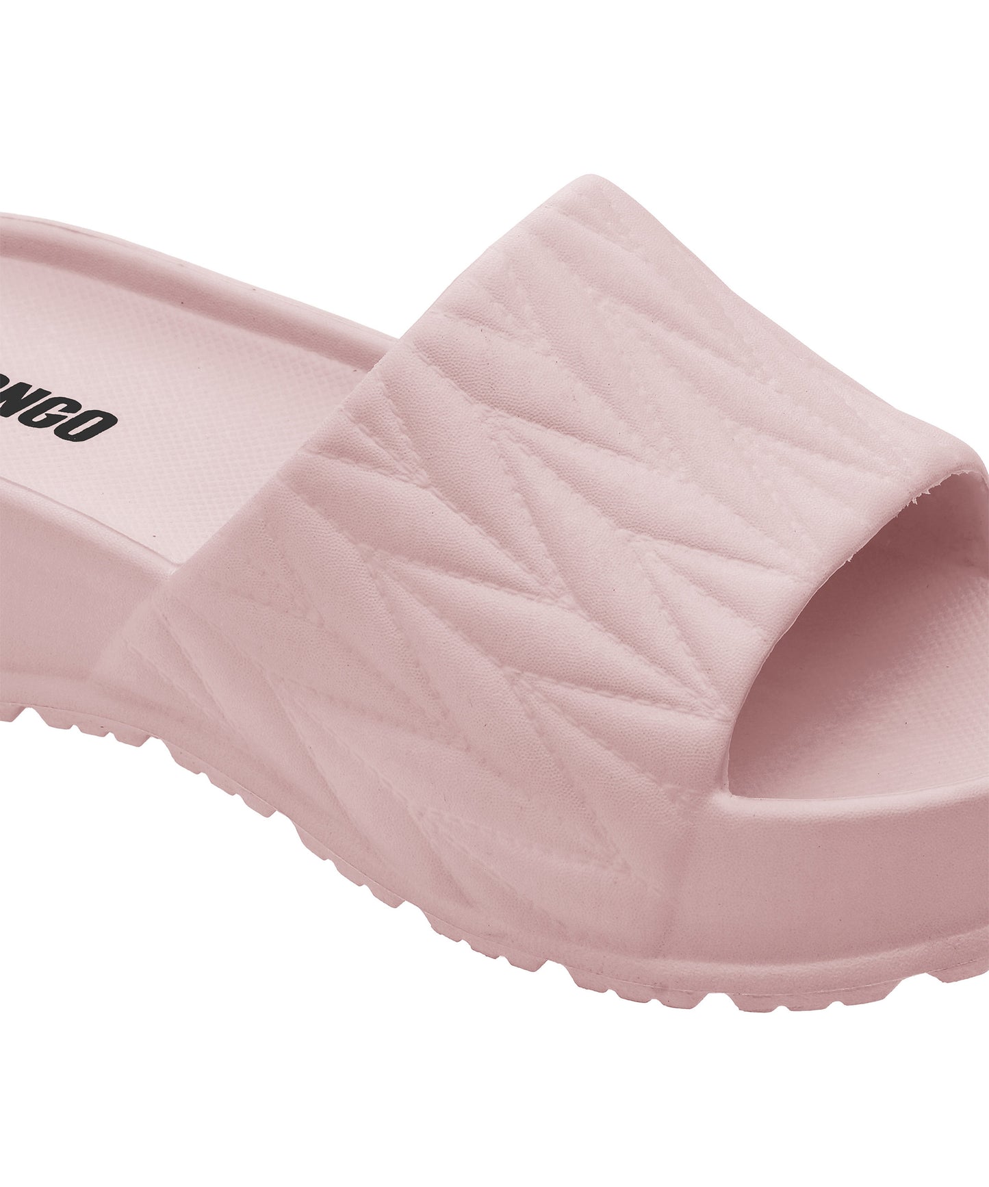 Textured Light Pink Square-Toe Sliders for Women
