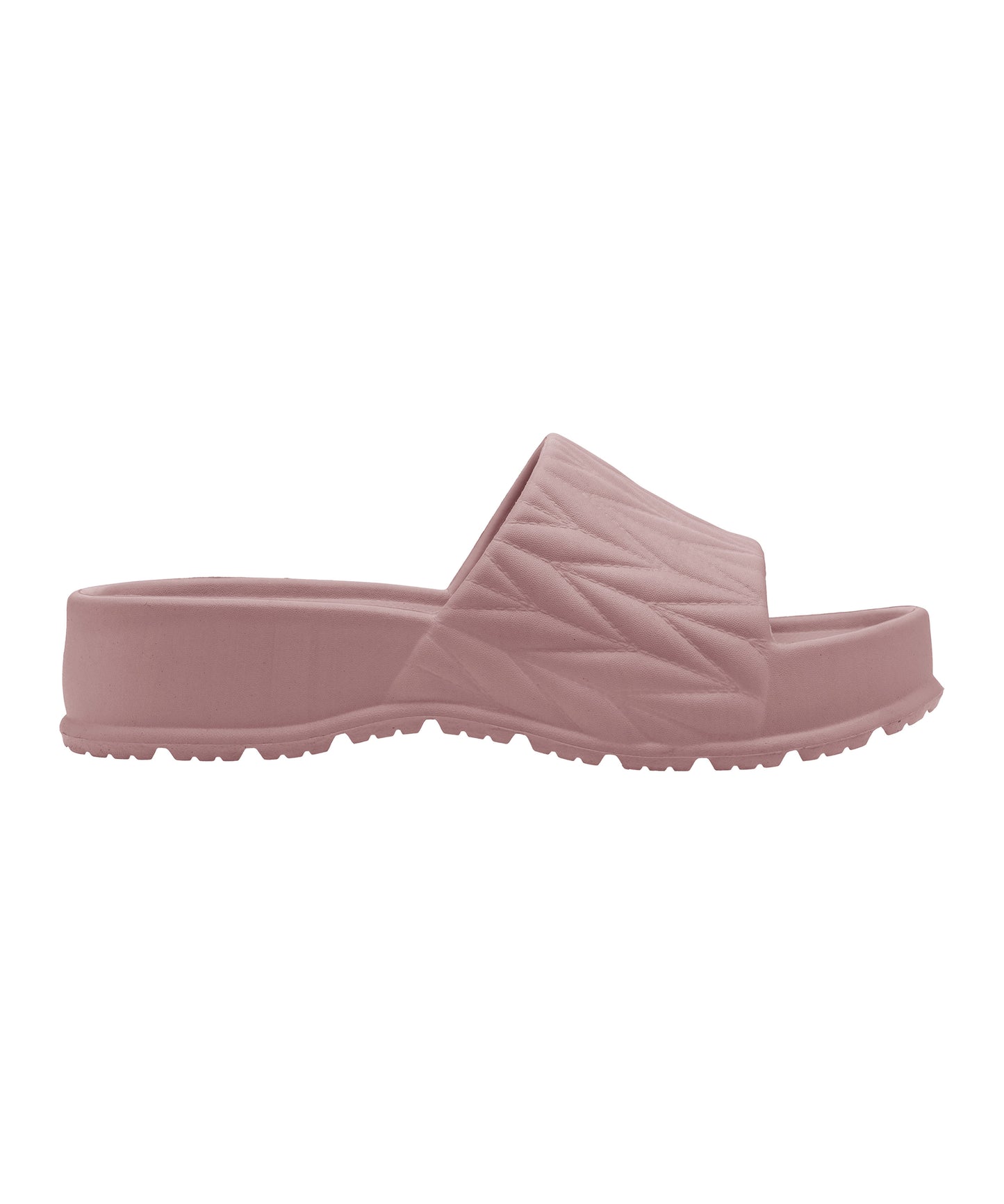 Textured Nude Pink Square-Toe Sliders for Women