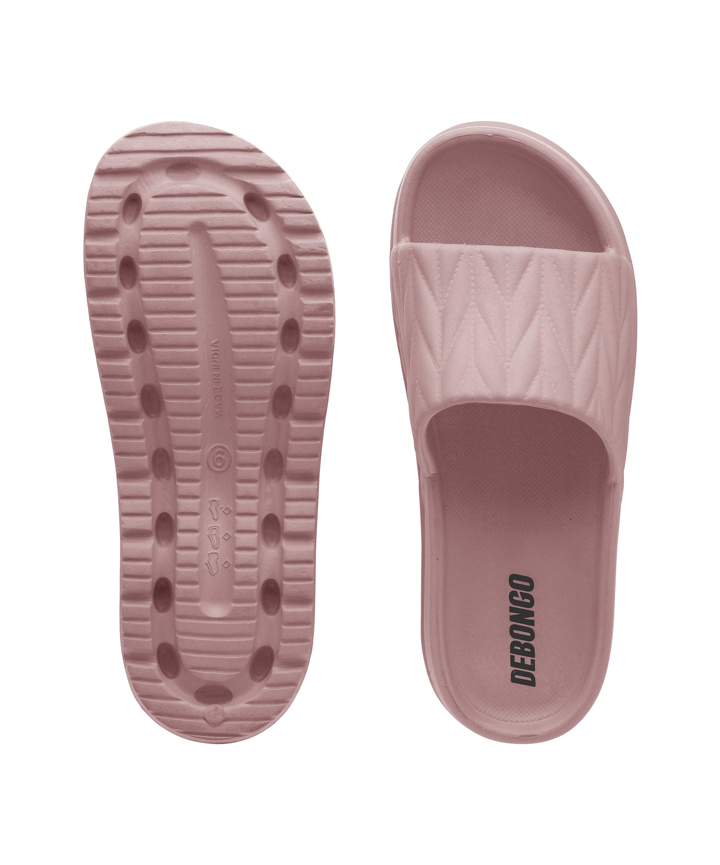 Textured Nude Pink Square-Toe Sliders for Women