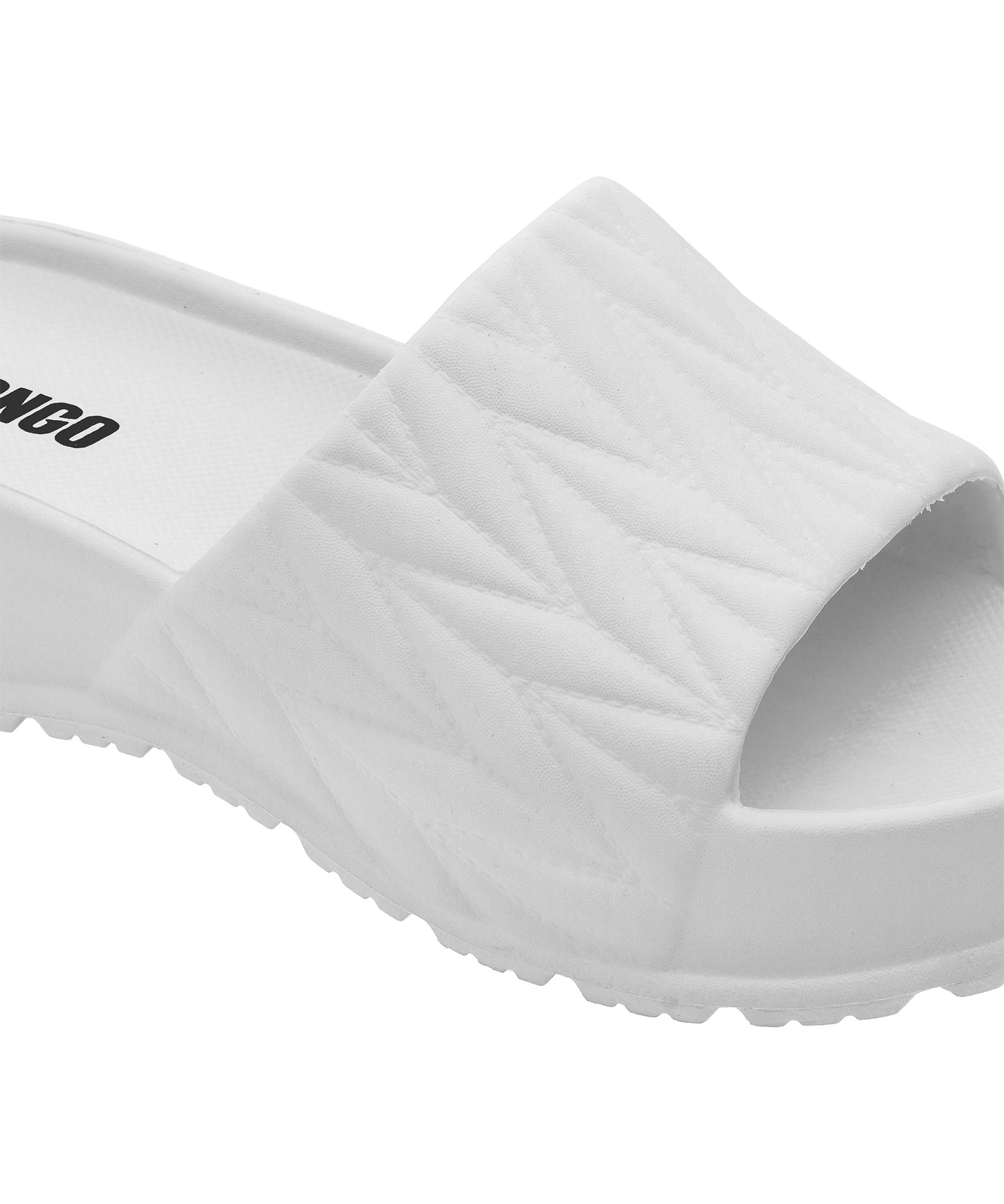 Textured Off White Square-Toe Sliders for Women