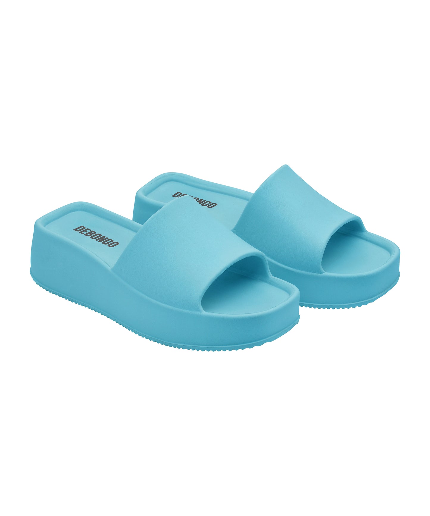 Sleek Aqua Blue Square-Toe Sliders for Women