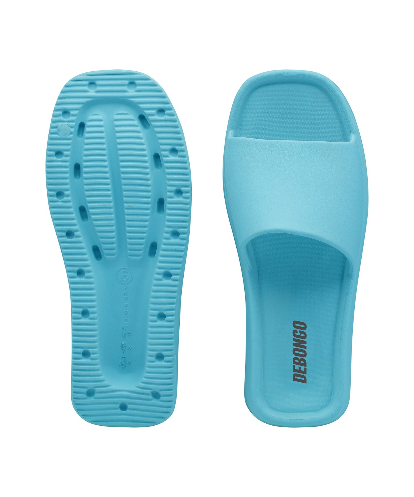 Sleek Aqua Blue Square-Toe Sliders for Women