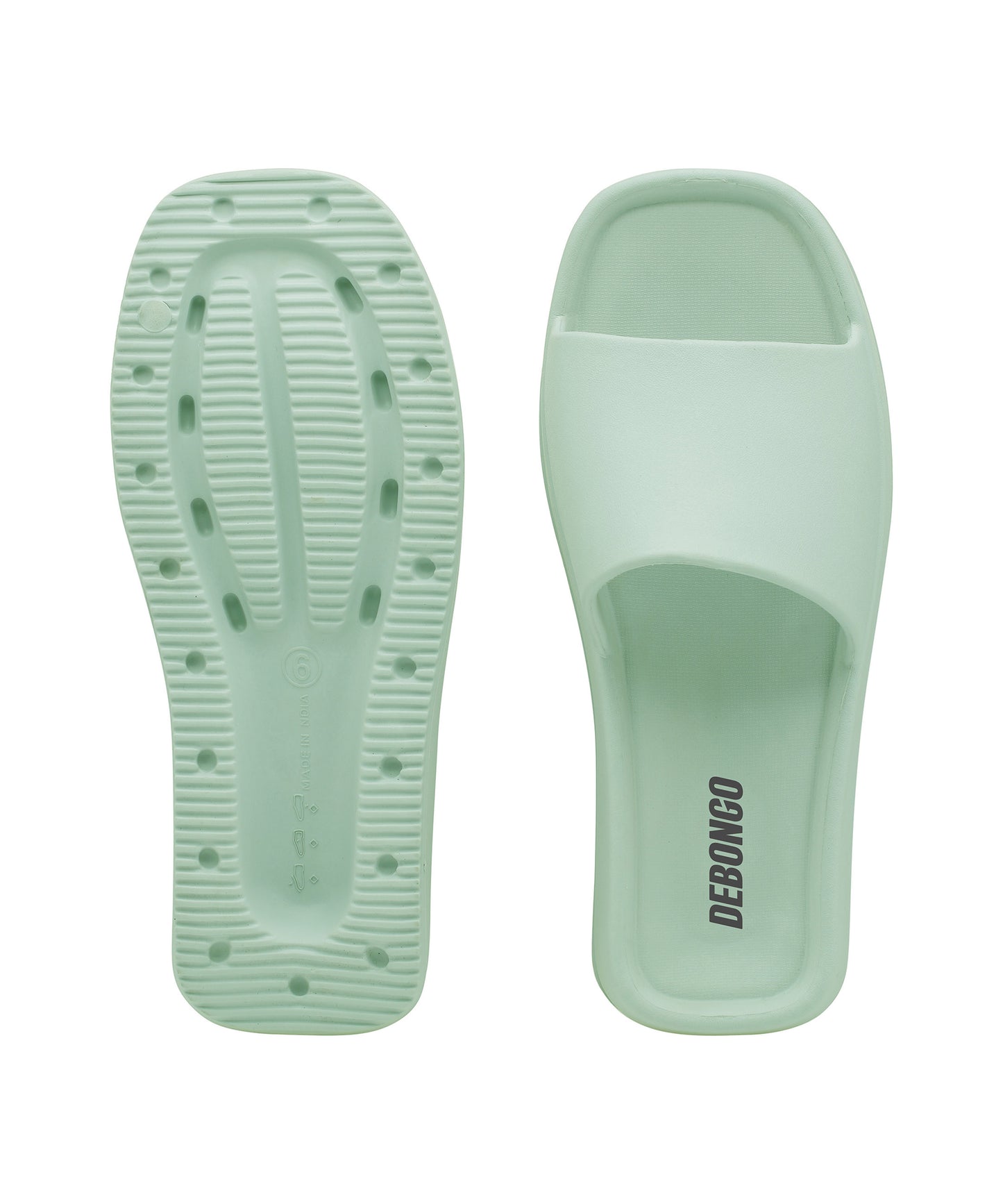 Sleek Mint Green Square-Toe Sliders for Women