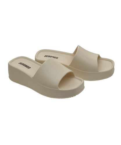 Sleek Cream Square-Toe Sliders for Women