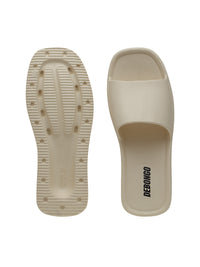 Sleek Cream Square-Toe Sliders for Women