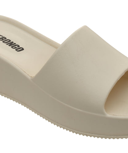 Sleek Cream Square-Toe Sliders for Women