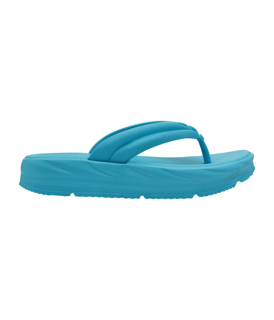 Fluffy Aqua Blue Thong Flip Flops for Women