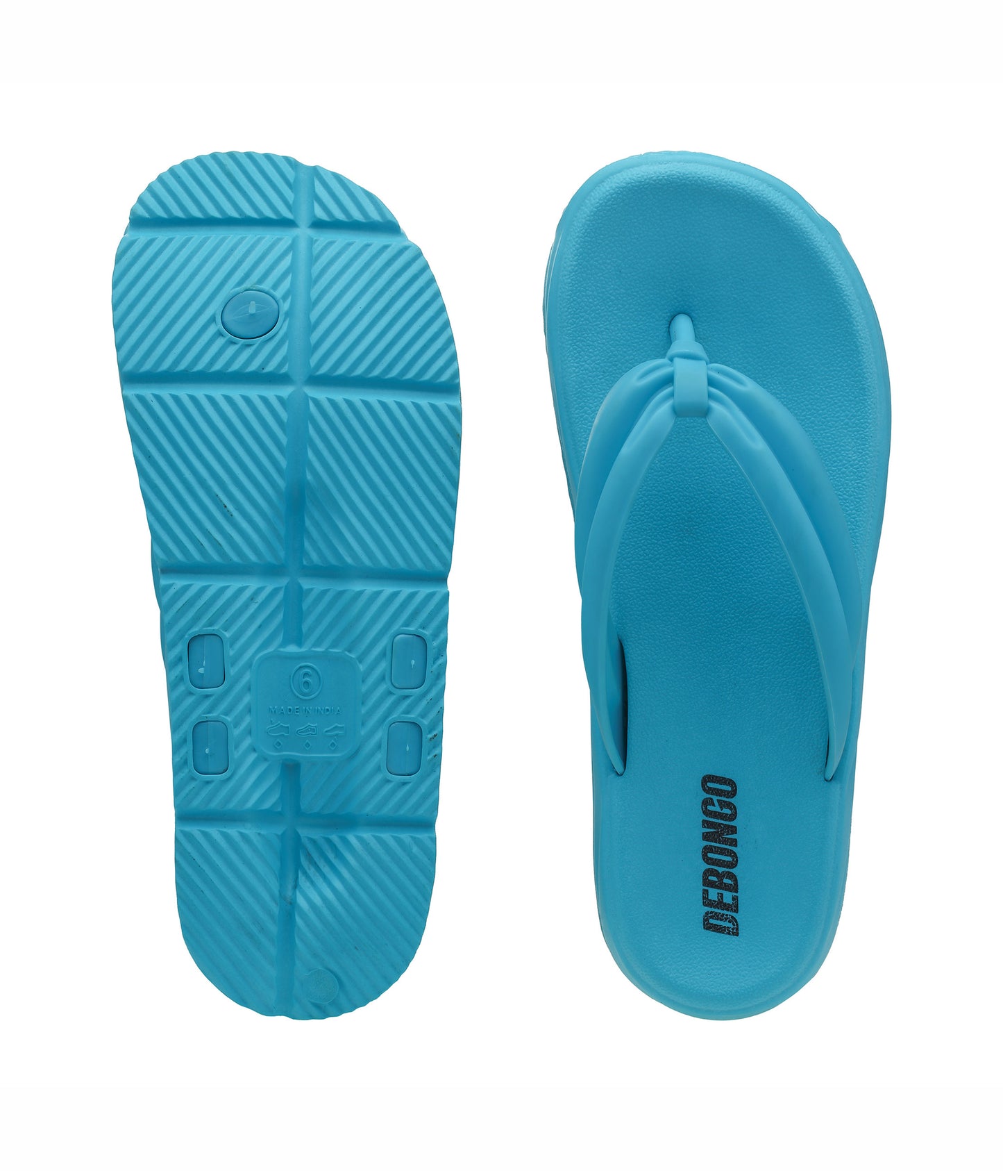 Fluffy Aqua Blue Thong Flip Flops for Women
