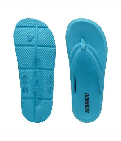 Fluffy Aqua Blue Thong Flip Flops for Women