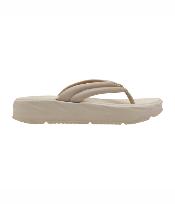 Fluffy Beige Thong Flip Flops for Women