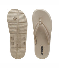 Fluffy Beige Thong Flip Flops for Women