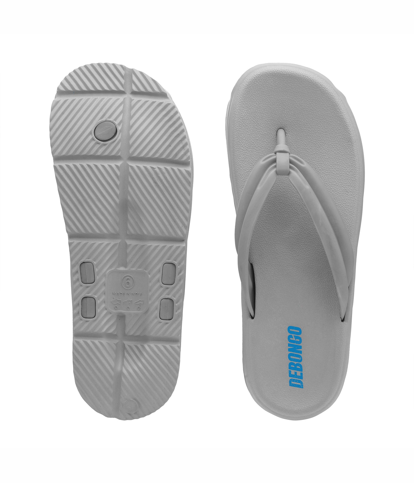 Fluffy Grey Thong Flip Flops for Women