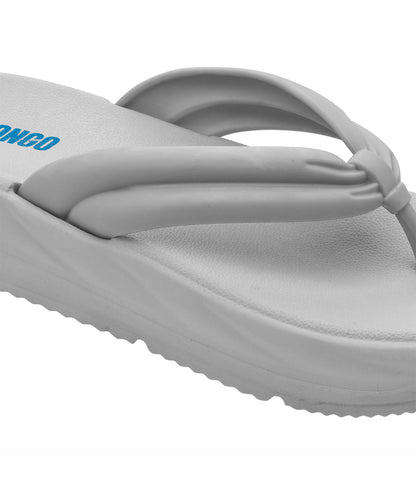 Fluffy Grey Thong Flip Flops for Women