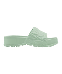 Textured Mint Green Square-Toe Sliders for Women