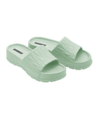Textured Mint Green Square-Toe Sliders for Women