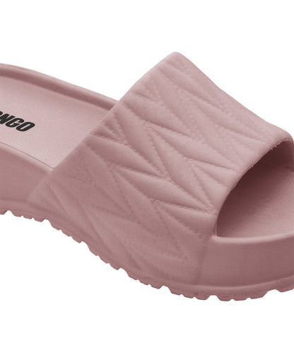 Textured Nude Pink Square-Toe Sliders for Women