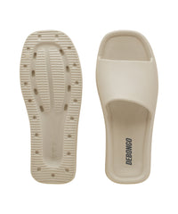 Sleek Beige Square-Toe Sliders for Women