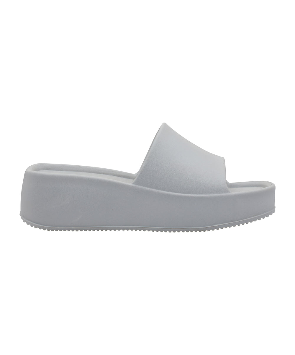 Sleek Light Grey Square-Toe Sliders for Women