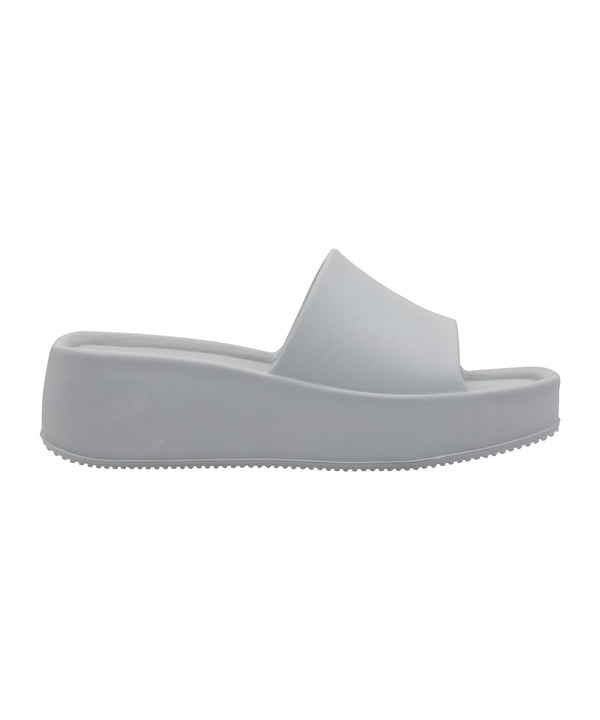 Sleek Light Grey Square-Toe Sliders for Women