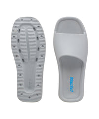 Sleek Light Grey Square-Toe Sliders for Women