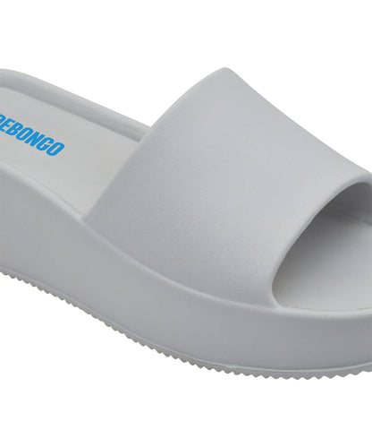 Sleek Light Grey Square-Toe Sliders for Women