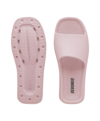 Sleek Light Pink Square-Toe Sliders for Women