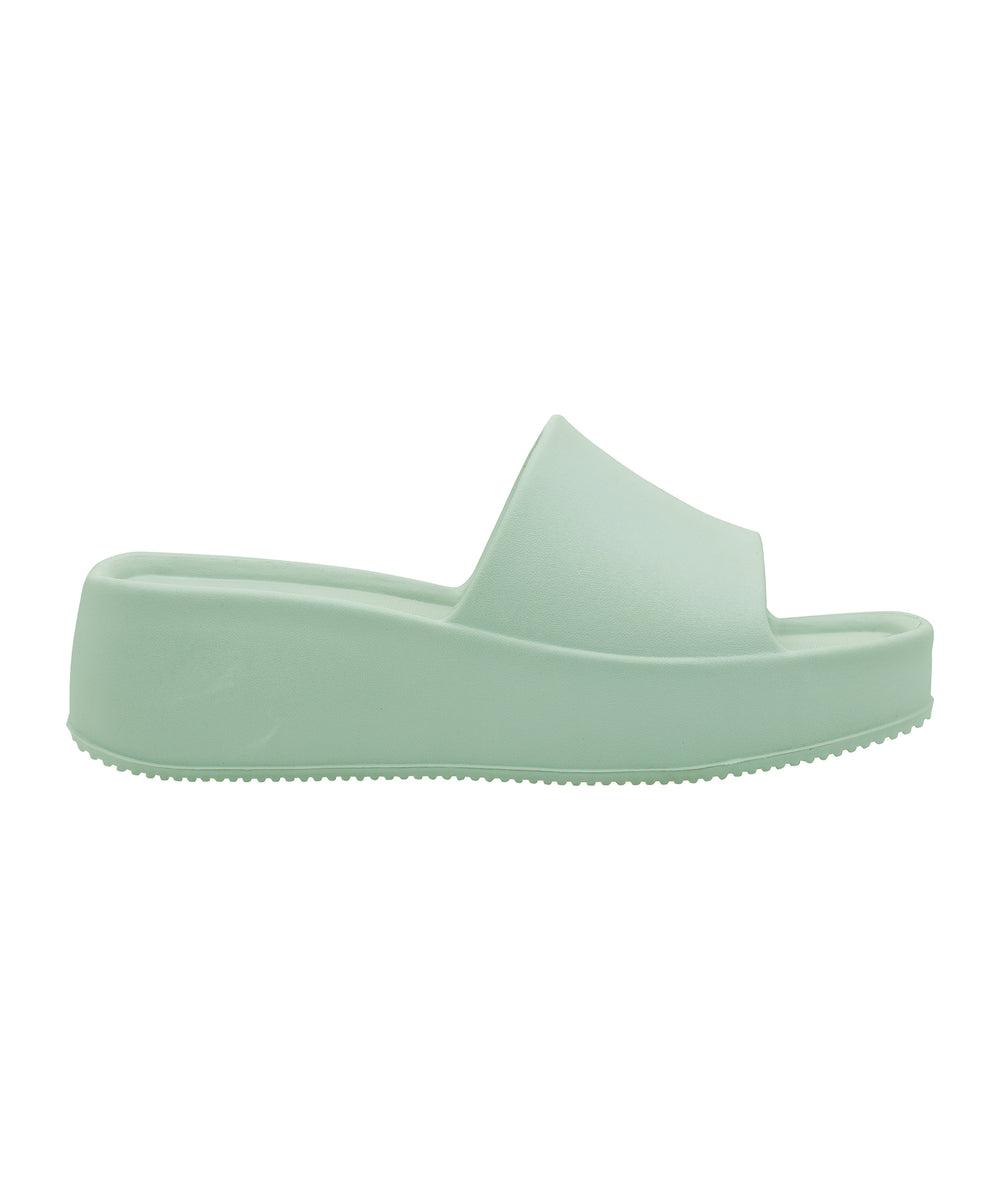 Sleek Mint Green Square-Toe Sliders for Women