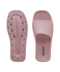 Sleek Nude Pink Square-Toe Sliders for Women