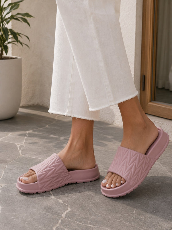 Textured Pink Sliders for Women