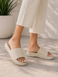 Textured Cream Sliders for Women